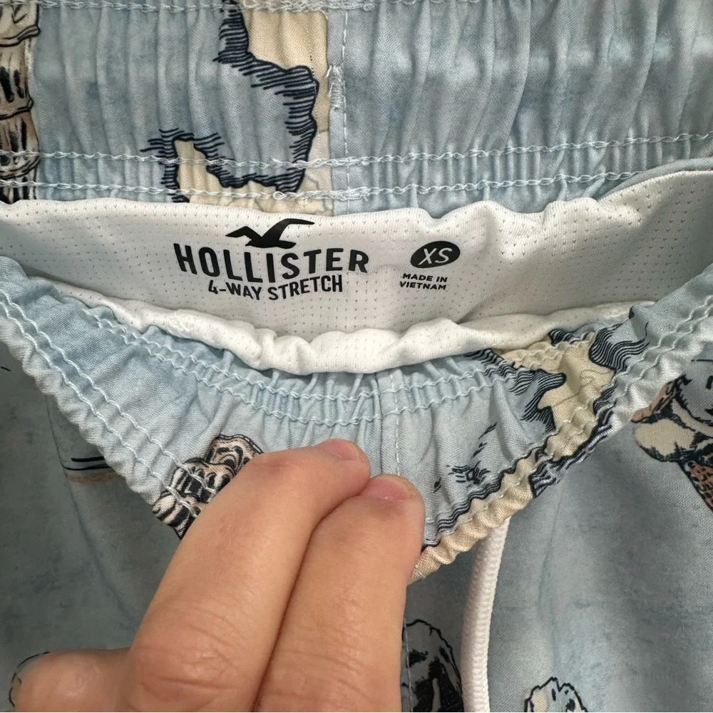 Hollister Blue Architectural Print Swim Trunks